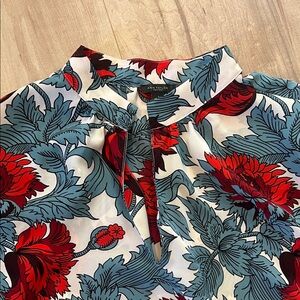 Ann Taylor Factory Red and Blue Floral Blouse